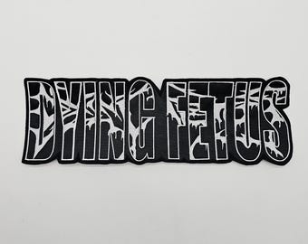 Parche trasero bordado con borde y logotipo blanco doble de Dying Fetus
