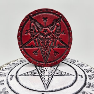 Handmade Baphomet Pentagram 100 % Geniune Leather
