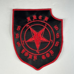 Fuck Your God Pentagram geborduurde patch