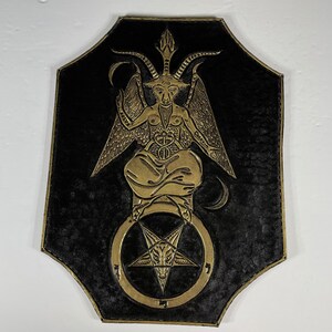 HandMade Baphomet  Leather back patch 100% real leather