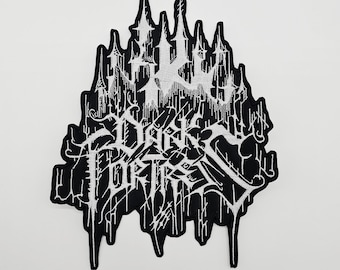Dark Fortress White Logo Shaped Border | Embroidered Back Patch