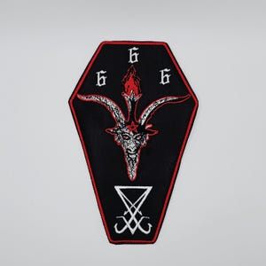 Baphomet goat head inverted cross | Coffin Embroidered Patch