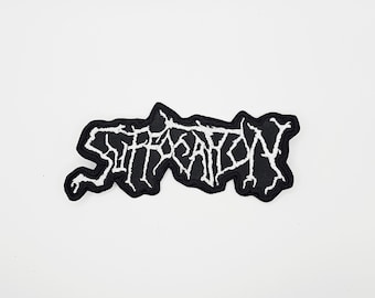Suffocation White Logo Shaped Border Embroidered Patch