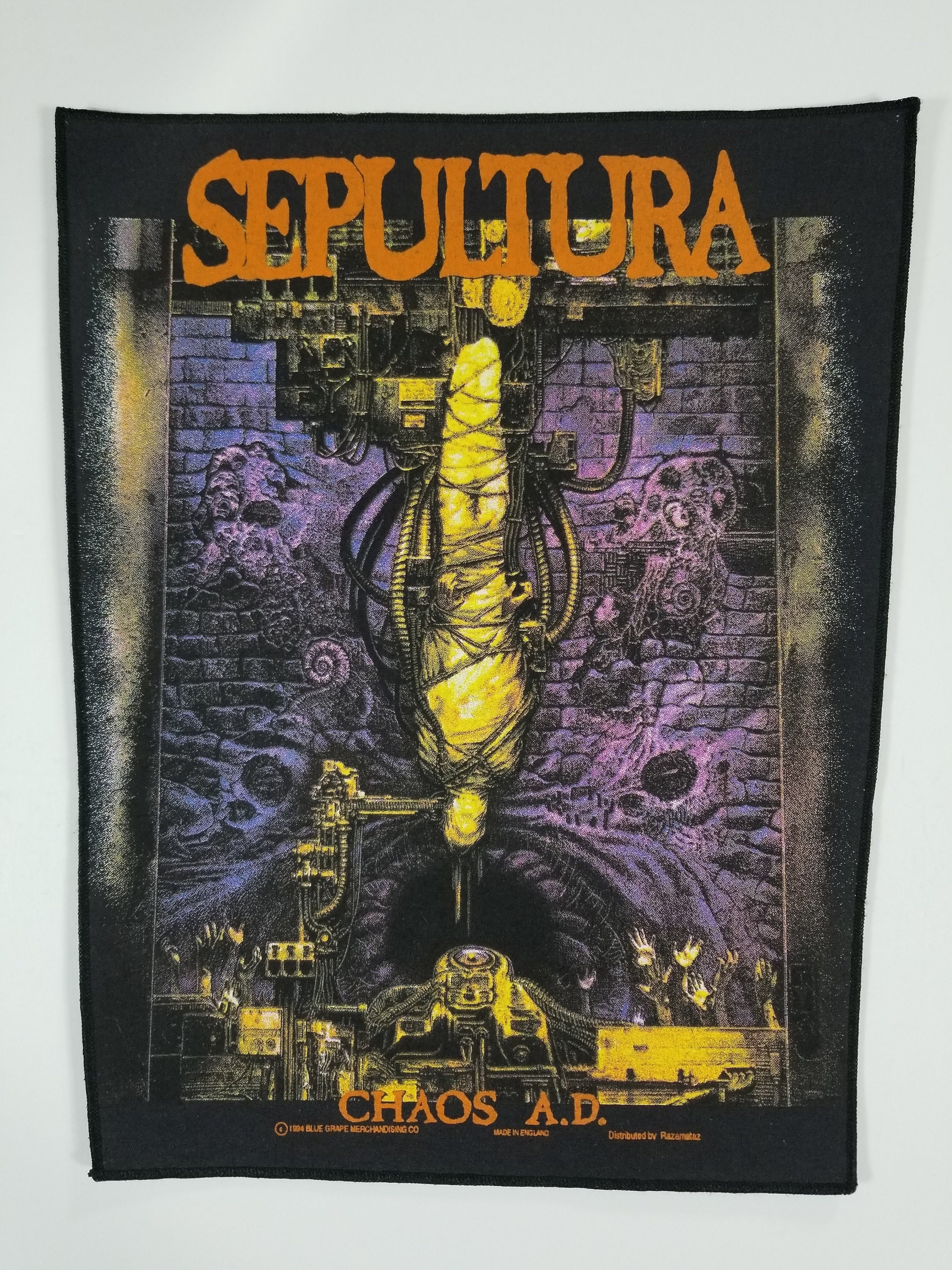 1994 Rare Blue Grape Sepultura - Chaos A.D. - Print on Back Patch