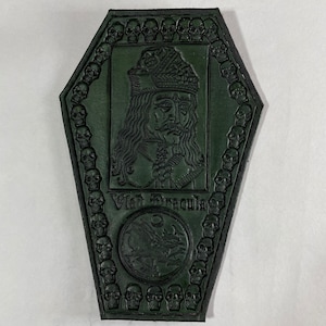 HandMade Vlad Dracula Order of the dragon engraving 100% Genuine Leather