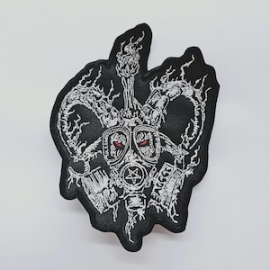 Archgoat Gasmask White Logo Shaped Border Embroidered Patch