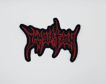 Parche bordado con borde en forma de logotipo de Immolation Red Outline