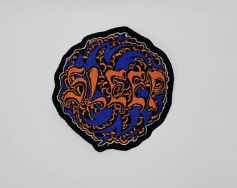 Sleep Sleep's Holy Mountain Blue and Orange Shaped Border Embroidered Patch