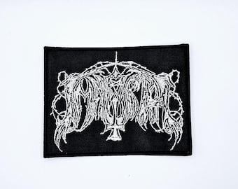 Immortal White Logo Squared Border Gestickter Aufnäher