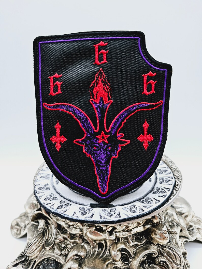 Split Inverted Shield Baphomet Goat Head Inverted Cross | Shield Embroidered Patch - Etsy