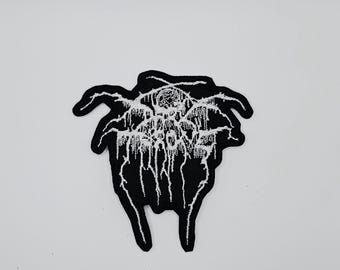 Dark Throne White Logo Shaped Border Embroidered Patch