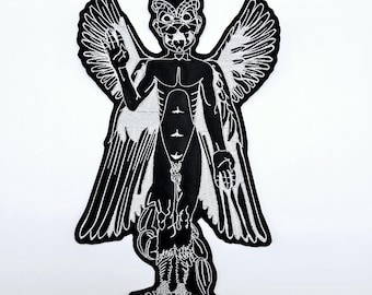 Pazuzu White Shaped Border | Embroidered Back Patch