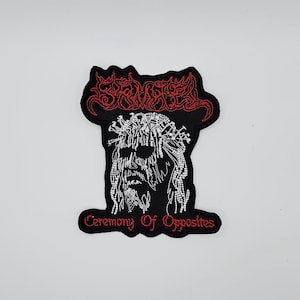 Samael Zeremonie der Gegensätze Rot-weiß geformte Grenze, bestickter Aufnäher