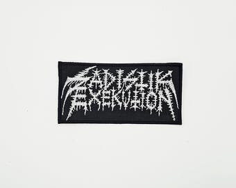 Sadistic execution weißes Logo karierter rand gestickter Aufnäher