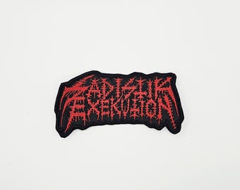 Sadistic execution rote Logo geformte Umrandung bestickter Aufnäher