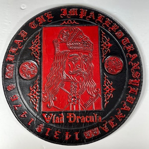 HandMade Round Vlad ‘Dracula’ Tepes Leather back patch 100% real leather