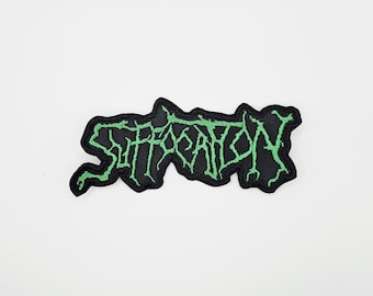 Suffocation Green Logo Shaped Border Embroidered Patch
