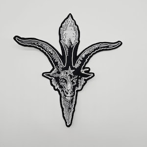 Baphomet Head White Shaped Border | Embroidered Back Patch