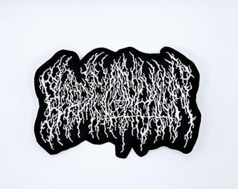 血の呪文 ホワイトロゴ型ボーダー刺繍パッチ