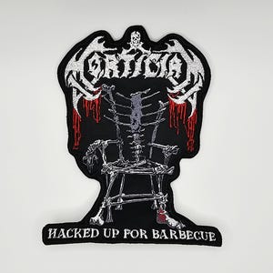 Mortician Hacked Up For Barbecue Chair Shaped Border Embroidered Patch