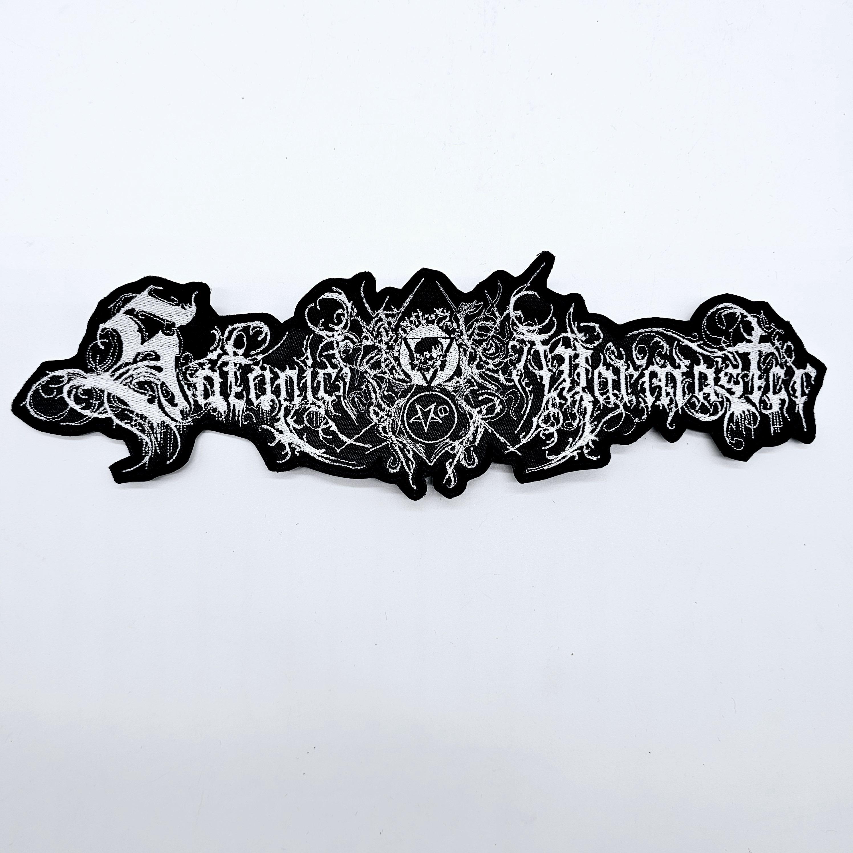 Satanic Warmaster White Logo Shaped Border | Embroidered Back