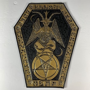 HandMade Coffin Baphomet Leather back patch 100% real leather