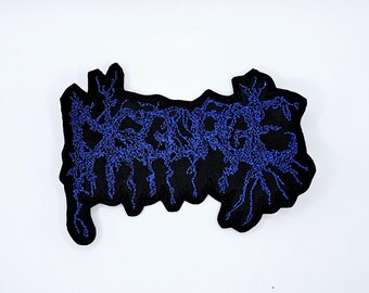 Disgorge Blue Logo Shaped Border Embroidered Patch