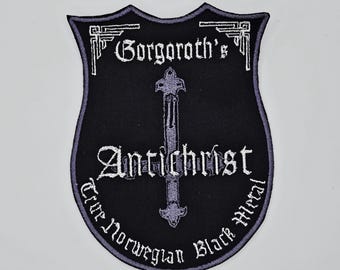 Gorgoroth Antichrist True Norwegian Black Metal, Gray Shield Border Embroidered Patch