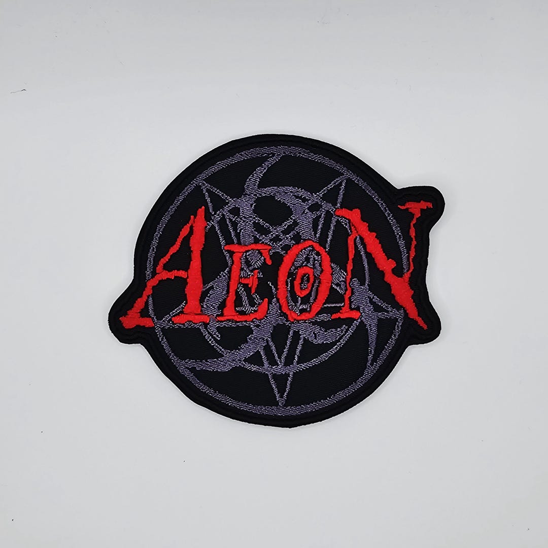 Aeon Gray and Red Logo Circle Border Embroidered Patch - Etsy