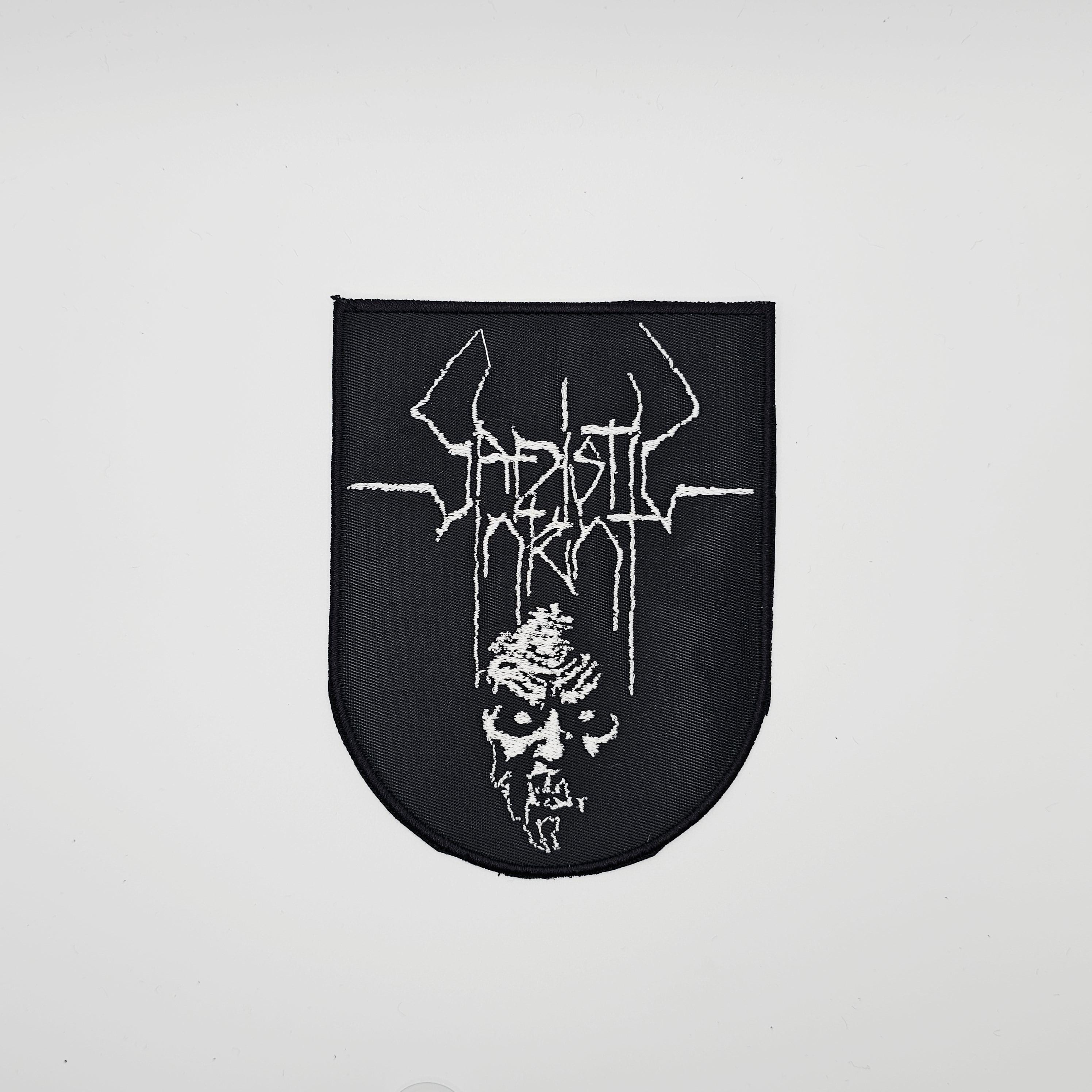 Sadistic Intent Resurrection White Logo Shield Border Embroidered