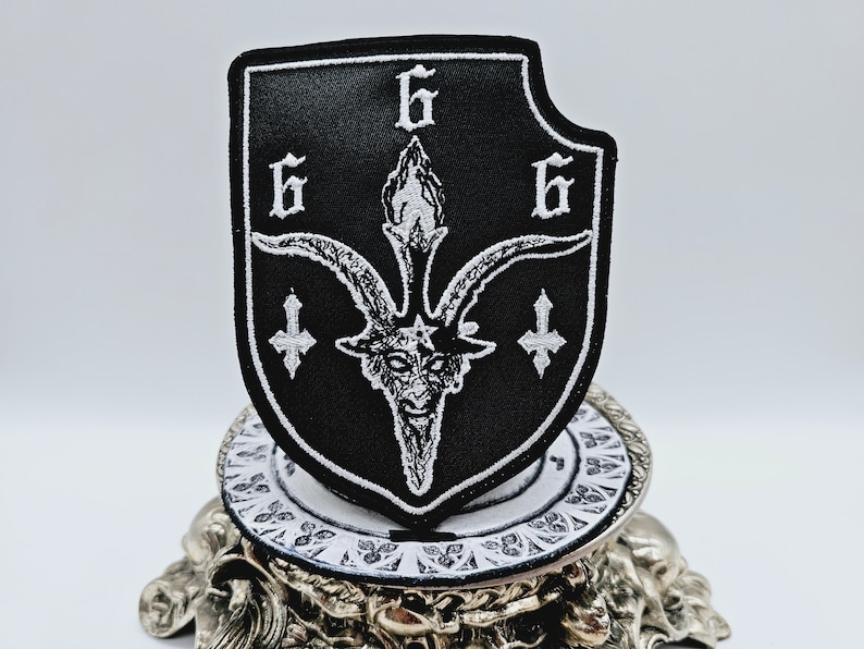 Baphomet Goat Head 666 | Shield Embroidered Patch - Etsy