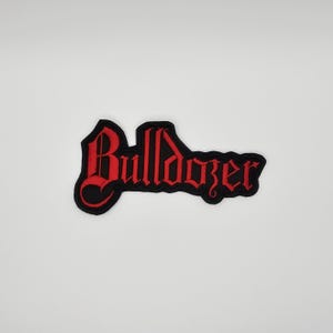 Bulldozer Red Logo Shaped Border Embroidered Patch
