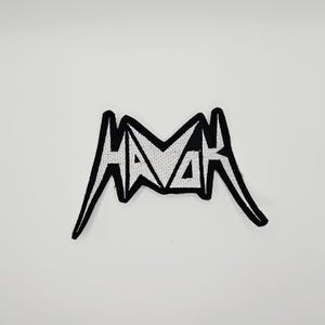 Toppa ricamata con bordo sagomato del logo Havok bianco