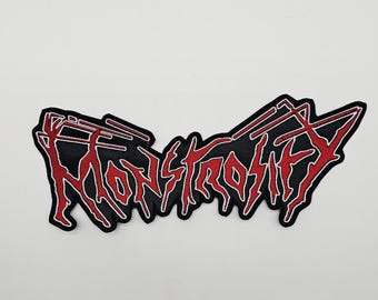 Monstrosity Red and White Logo Shaped Border | Embroidered Back Patch