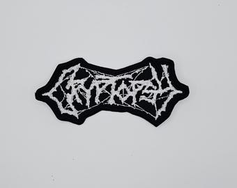 Cryptopsy White Logo Shaped Border Embroidered Patch