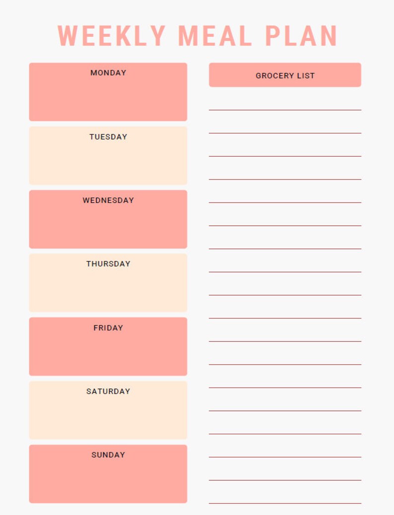 Printable Weekly Meal Plan image 1