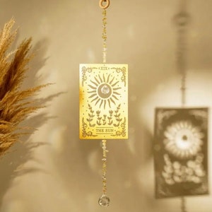 Carta de Tarot Suncacher, cristal de citrino, fabricante de arcoíris, ventana espiritual, decoración del hogar, regalo hecho a mano
