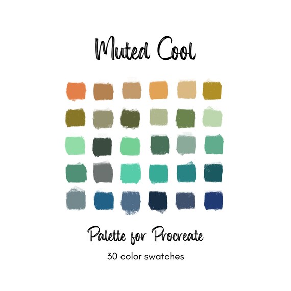 Muted Cool Color Palette, Color Palette for Procreate, Digital Art Palette,  Instant Download