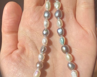 Dual color gray and white water pearl statement neckless. Unique design pendant Bridal jewellery