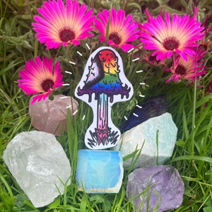 lgbtq+ pride mushroom sticker!