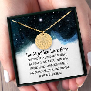 Star Map Necklace • Personalized 40th Birthday Jewelry for Daughter or Niece