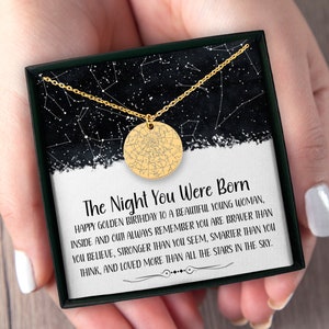 Golden Birthday Custom Star Map Necklace, Personalized Golden Birthday Gift, The Night You Were Born Necklace for Her
