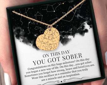 Sobriety Gift for Women, Personalized Sober Date Necklace, Soberversary Recovery Keepsake, 1 Year Sober Gift