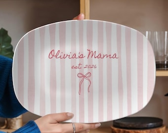 Custom Mama Est 2026 Platter, First Mother’s Day Gift for New Mom, Personalized Baby Name Mom Gift, Baby Shower Gift
