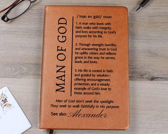 Diario cristiano personalizado para papá, regalo basado en la fe para hombres, cuaderno de estudio bíblico, regalo para pastor, diario para hombre de Dios, regalo del Día del Padre