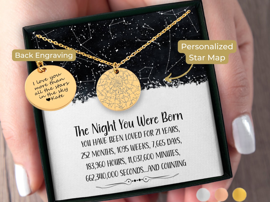 21st Birthday Gift For Her Custom Star Map By Date Necklace 21 21st-birthday-gift-for-her-custom-star-map-by-date-necklace-21