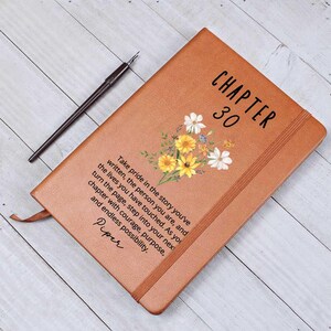 Chapter 30 Birthday Gift for Her – Personalized Name Journal – 30th Birthday Keepsake – Custom Vegan Leather Notebook for Women