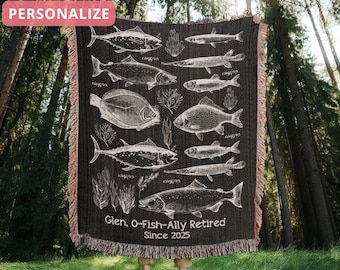 Personalized Name Retired Since 2025 Fishing Retirement 2025 Throw Blanket Retirement Gift for Men Officially Retired Funny Retirement Gift