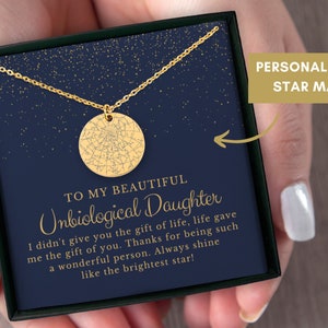 Unbiological Daughter Gift Personalized Gift Star Map Necklace Step Daughter Gift Stepdaughter Necklace Daughter Jewelry Birthday Gift Idea
