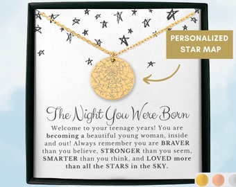 Personalized 13th Birthday Gift, Custom Star Map Gift for 13 Year Old Girl, 13th Birthday Girl, Official Teenager, Thirteenth Birthday